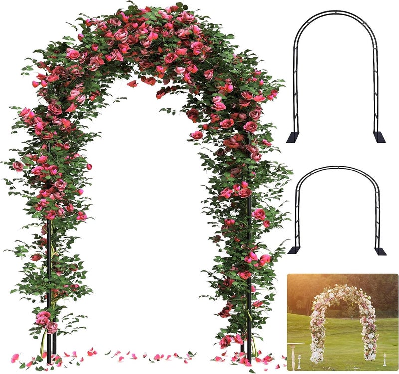 ROOLLYA قوس حديقة سميك، قوس زفاف - 4.6 * 7.8 أو 6.4 * 7.5 قدم، سهل التجميع، طويل الأمد ومتين، قوس معدني لحديقة الأروقة والنباتات المتسلقة - Image 1